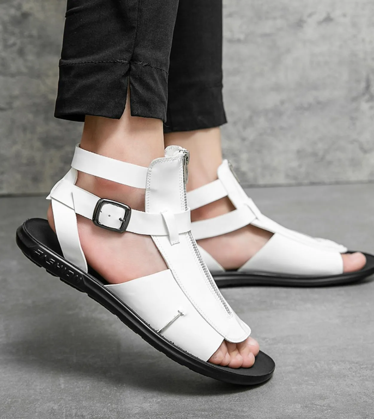 2022 estate nuovi uomini di moda sandali alti alti versatili sandali romani da uomo pu sandali stringati con cerniera casual sca