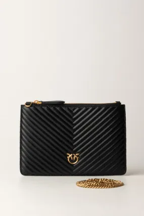 Flat Love bag Simply trapuntata NERO-ANTIQUE GOLD