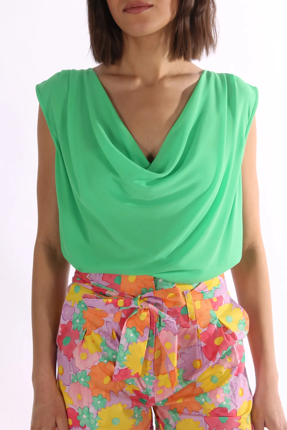 FRACOMINA | TOP SLIM CON SCOLLO A SCIALLE - Punto Blu