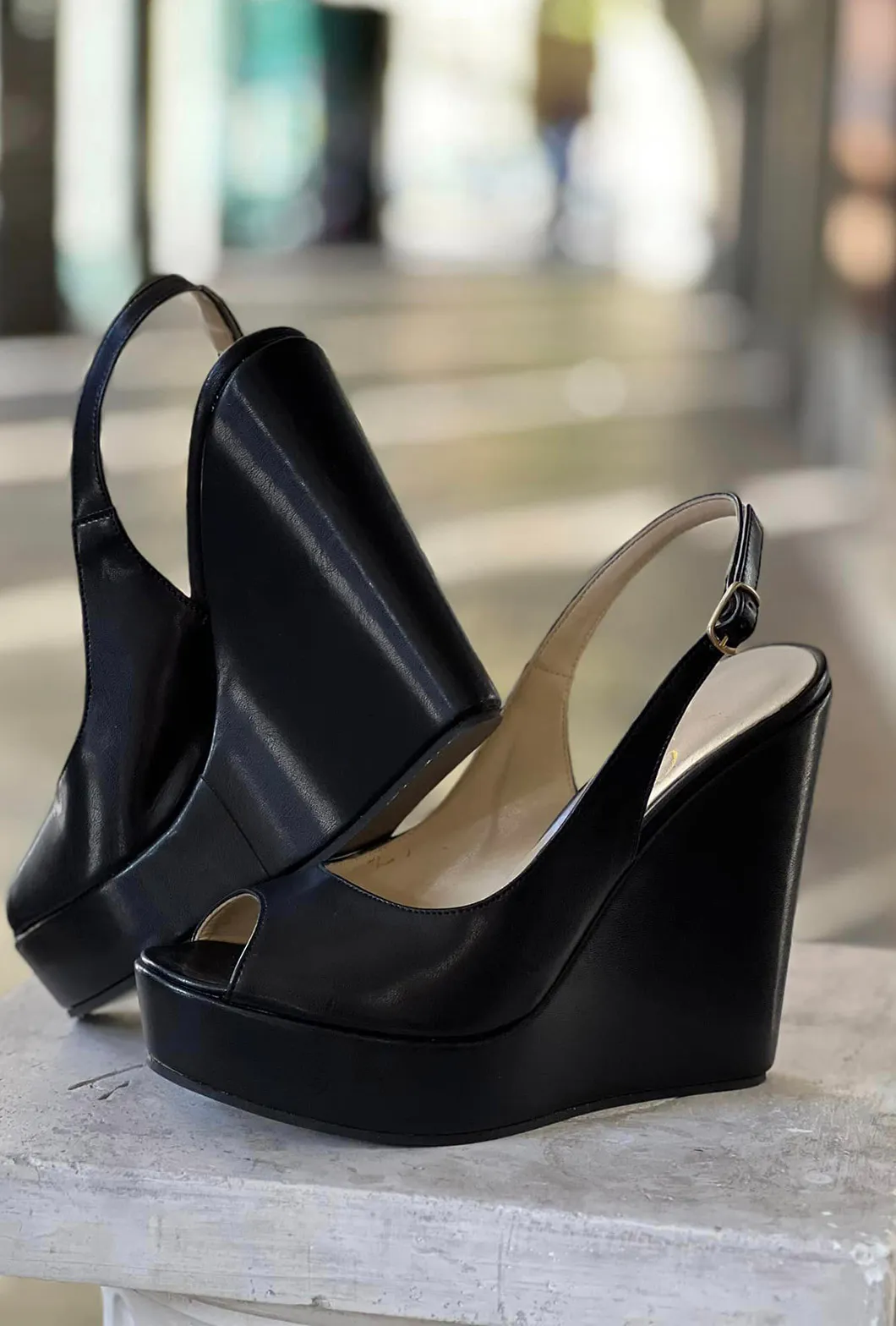 Zeppa in ecopelle nero 13cm